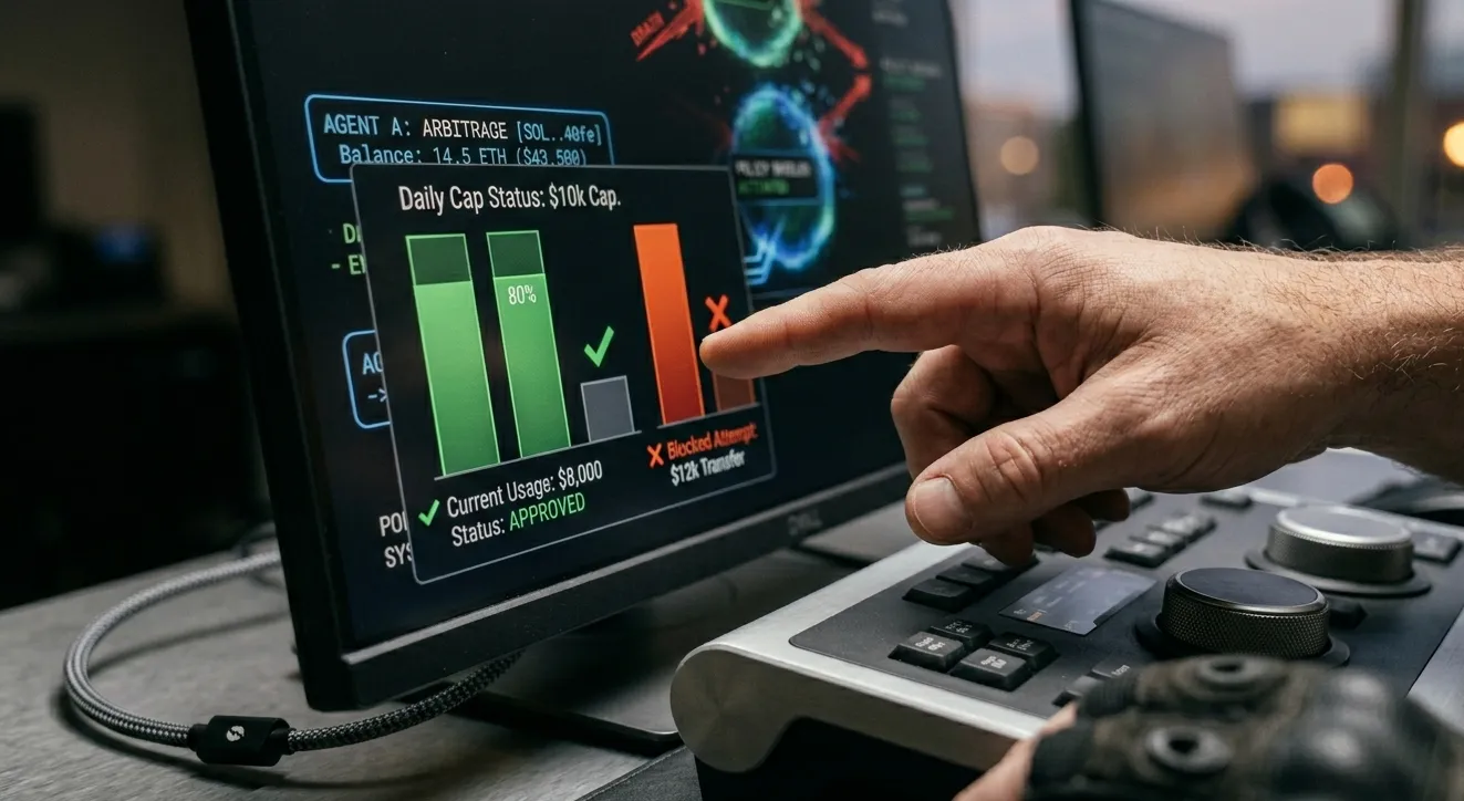 Spending limits dashboard showing daily limits and per-transaction caps
